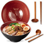8 Inch Ceramic Ramen Bowl Set of 2, 40oz Japanese Bowls by ArtifexCeram
