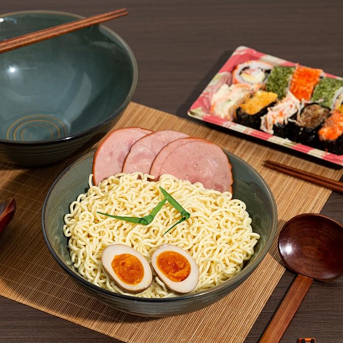 8 Inch Ceramic Ramen Bowl Set of 2, 40oz Japanese Bowls - Image 9