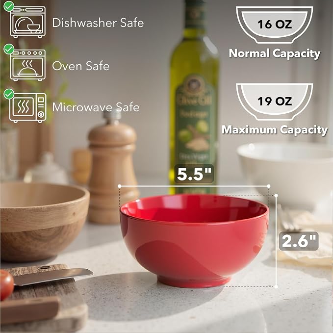 Brew To A Tea BTaT- Soup Bowls Set, 16 Ounces, Porcelain Dishes - Image 3