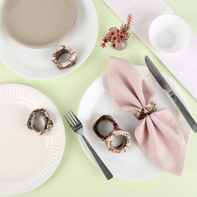 Blush Gold Epoxy Napkin Rings, blush & gold finish, farmhouse & wedding table - Image 4
