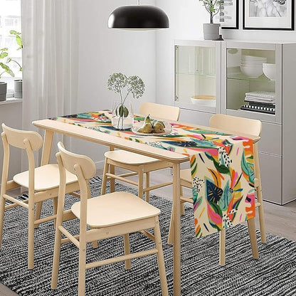Abstract Tropical Leaves Table Runner Modern Exotic Flower Botanical Jungle - Image 3