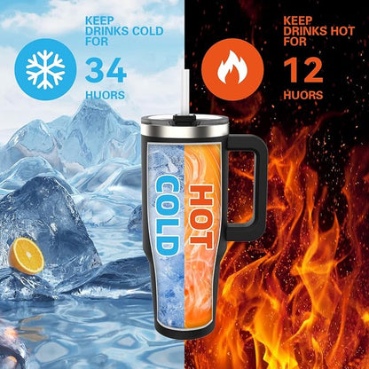 20 oz Tumbler with Handle, Tumbler with Lid and Straw, Double Wall Insulated - Image 3