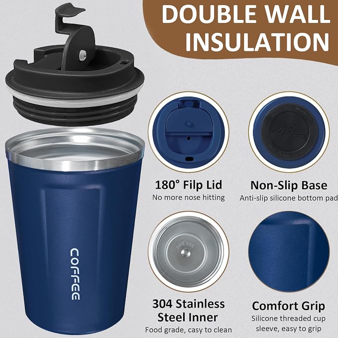 4 Pack Travel Coffee Mug 17oz Insulated Coffee Cup - Image 3
