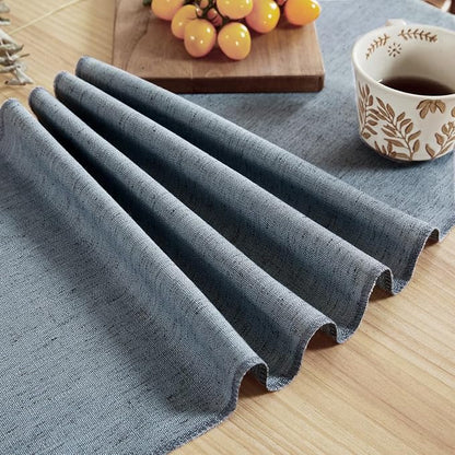 Cotton Linen Table Runner, 13x60 Inch, Dusty Blue - Image 5