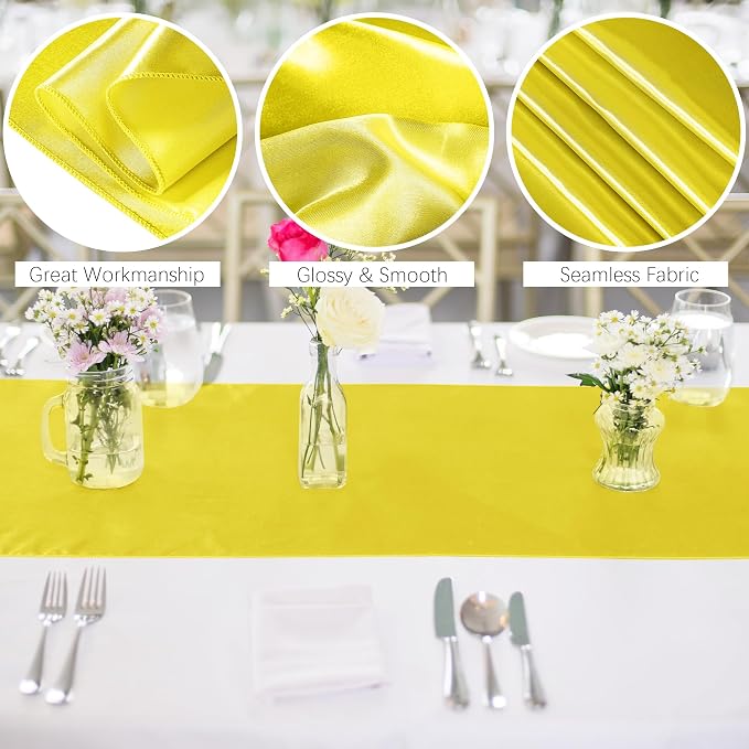 ANECO 4 Pack Satin Table Runner 12 x 108Inch Long Bright Silk and Smooth Fabric - Image 3