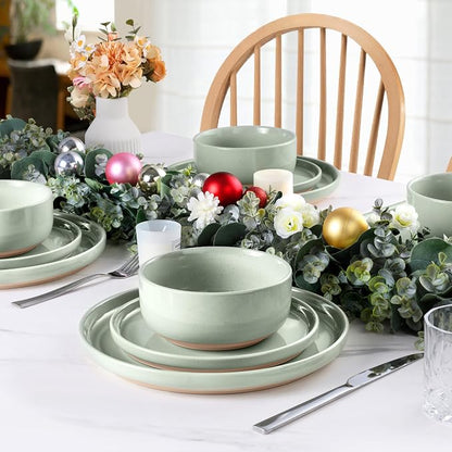 LIANYU Plates and Bowls Sets, 18 Piece Modern Speckled Dinnerware Set, China - Image 6