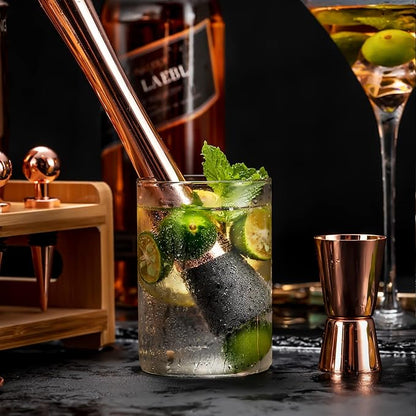 SOING Mixology 24-Piece Bartender Kit,Perfect Home Cocktail Shaker Set for Drink Mixing,Stainless Steel Bar Tools with Stand,Velvet Carry Bag & Recipes Cards Included