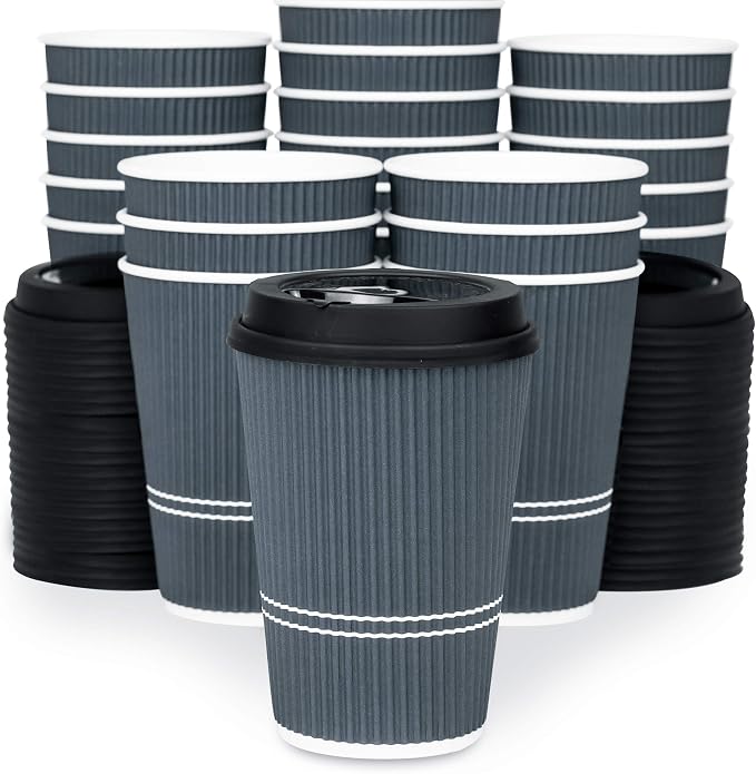 Disposable Coffee Cups With Lids - 12 oz To Go Coffee Cup With Lid. Durable - Image 3