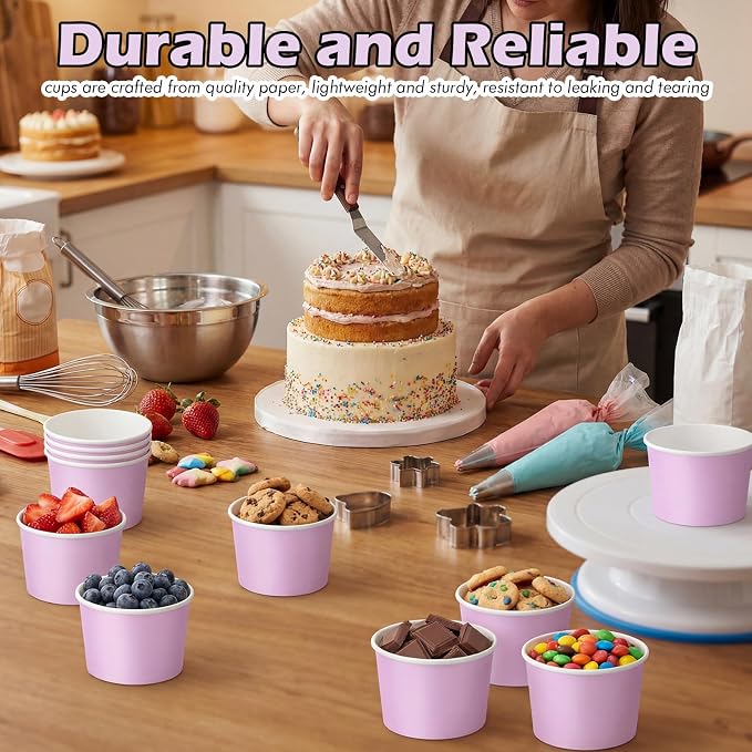 Jingmore Paper Ice Cream Cups 9oz Colored Disposable Dessert Bowls - Image 5