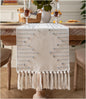 Boho Table Runner 13 x 72 Inch Long Natural Cotton Woven Runner by Caflife