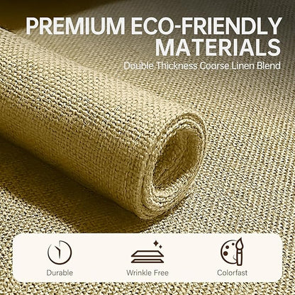 Blue Forest Placemats Set of 8, Dual-Layered Thickened Faux Linen Table Mats Heat Resistant Machine Washable Wrinkle Free Place Mats for Kitchen Dining Outdoor/Indoor (Beige)