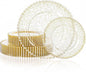 U-QE 60PCS Gold Glitter Plastic Plates, Beaded Plates Disposable Heavy Duty | by U-QE