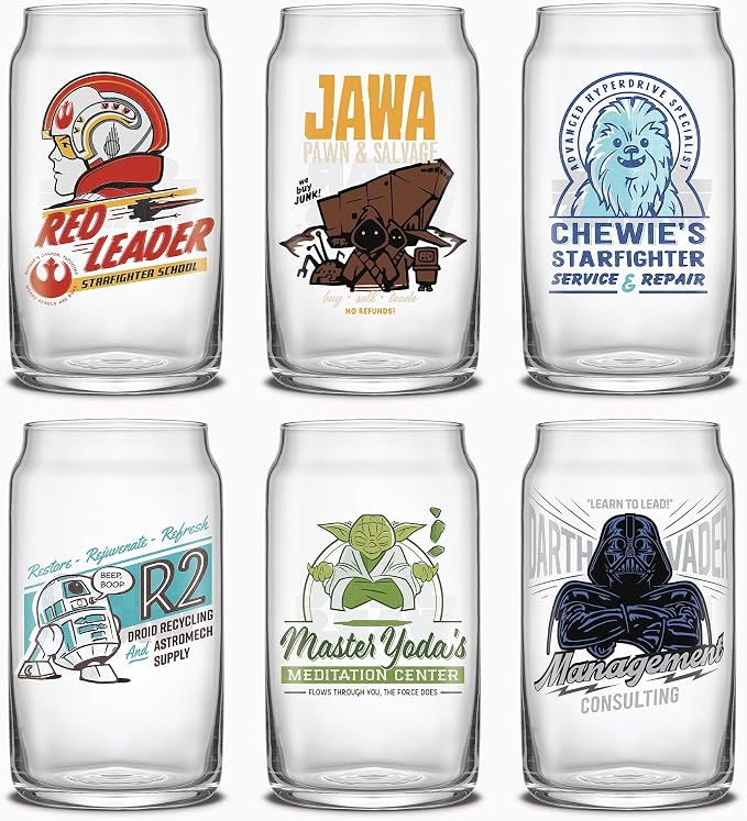 JoyJolt Star Wars Retro Vintage Collection 16.9oz Glass Tumblers by JoyJolt