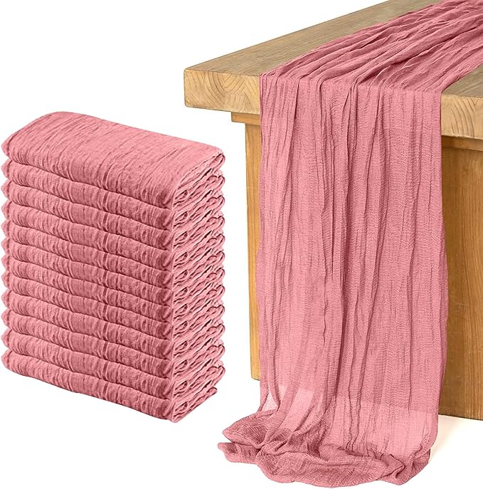 12 Pack Cheesecloth Table Runner, Runner Gauze Boho Wedding Decor Romantic by Home