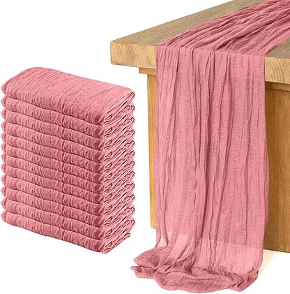 12 Pack Cheesecloth Table Runner, Runner Gauze Boho Wedding Decor Romantic by Home