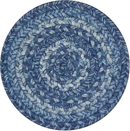 Homespice Denim Jute Braided Trivets for Table, Country Coastal Decor, Set of 3, Blue 8" Round Heat Resistant Mat - Rich Colors, Easy to Clean, Durable and Protects Furniture