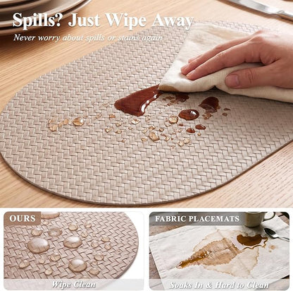 Woven Faux Leather Oval Placemats Set of 4/6 - Image 5