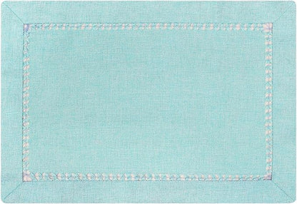 Grelucgo Set of 4 Handcrafted Solid Aqua Color Dining Table Place-mats - Image 2
