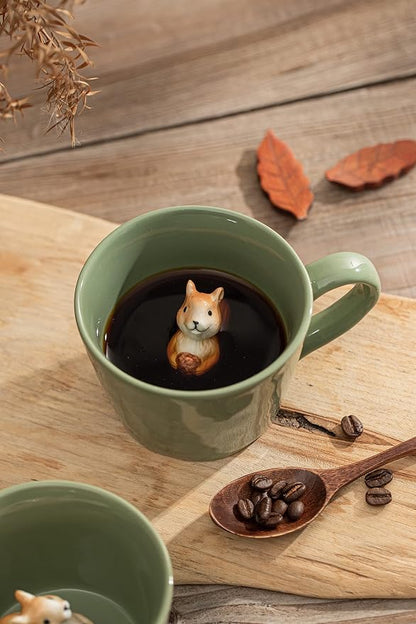 DIHOclub Squirrel Ceramic Cup Hidden 3D Animal Inside Mug, Cute Cartoon - Image 6