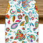 Paisley Table Runner, Watercolor Floral Oriental Indian Traditional Tulips by JanJCurt