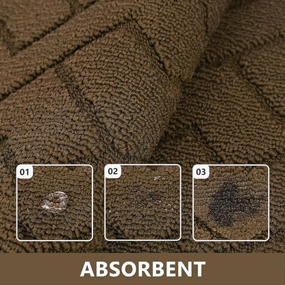 hicorfe Kitchen Rugs and Mats Sets,2 Pieces Polypropylene Non-Slip Super Absorbent Rug,Soft Comfort Floor Mat,Machine Wash for Kitchen,Hallway,Office,Sink,Laundry(20" x 32"+20" x 59",Dark Brown