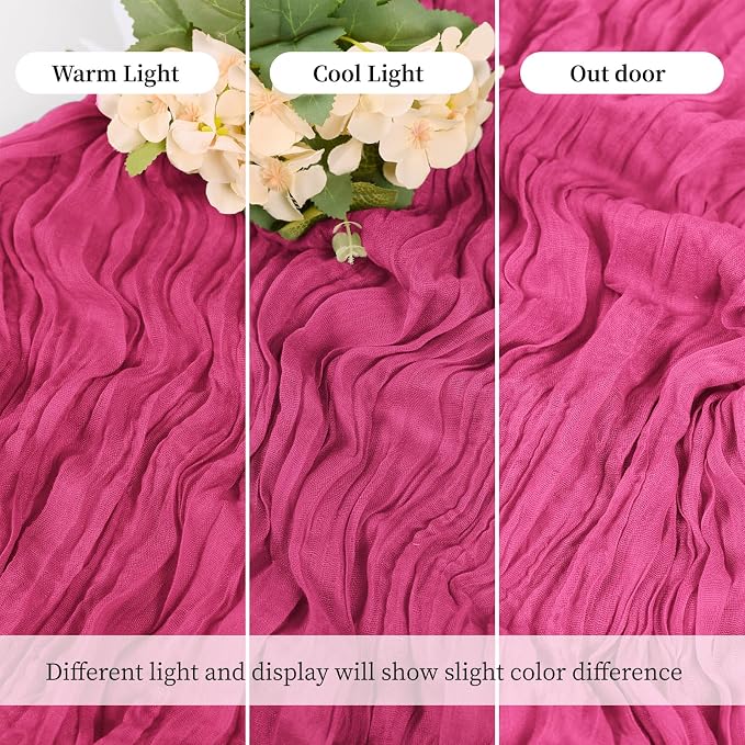 3 Pack Hot Pink Cheesecloth Table Runner, 17 x 108 Inch, Gauze Cheese Cloth - Image 6