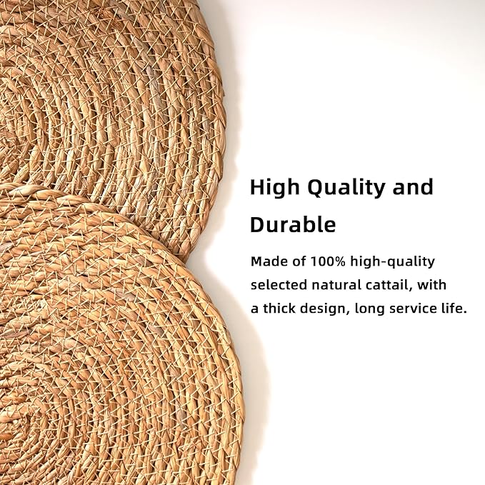 13 Inch Round Woven Plate Placemats Set of 15, Farmhouse Rustic Straw Braided - Image 4
