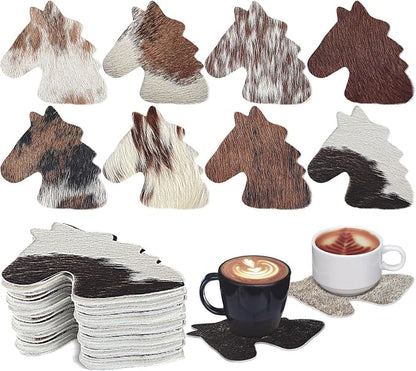 Hushee 12 Pcs Cowhide Coasters Round Natural Leather Cowhide Drink Coasters by Hushee
