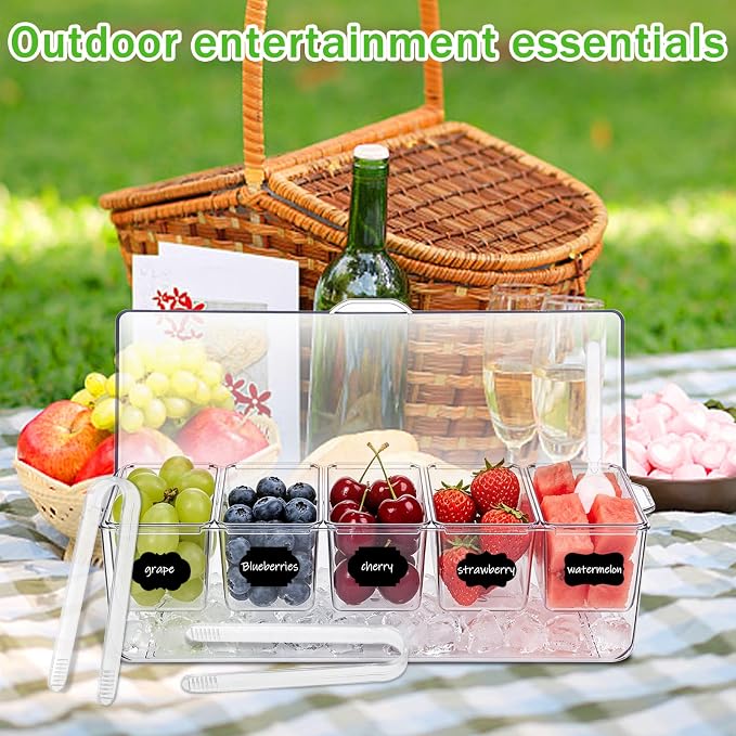 Ice Chilled Condiment Server Caddy, Toppings Bar Container - Image 4