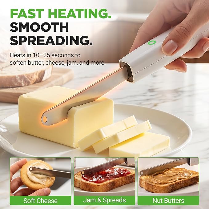 NutriChef Heated Butter Knife | Rechargeable Cordless Heating Butter Spreader - Image 3