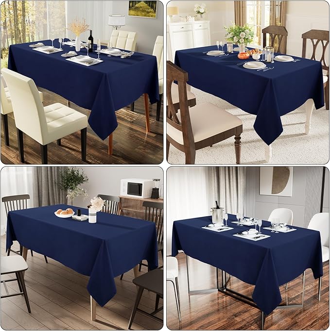 Smiry Rectangle Table Cloth, Waterproof Anti-Scratch Polyester Tablecloth, Decorative Washable Fabric Table Cover for Dining, Buffet, Parties and Outdoor, 60x102, Navy
