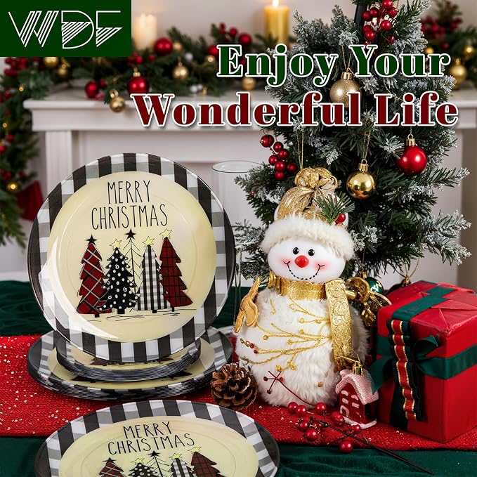 24Pack Christmas Plastic Plates - Image 4