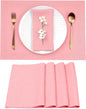 D'Moksha Homes Linen Dusty Pink Placemats Set of 4-100% Pure Linen Placemats 14 x 19 Inch for Valentines, Spring, Easter - Handcrafted and Machine Washable
