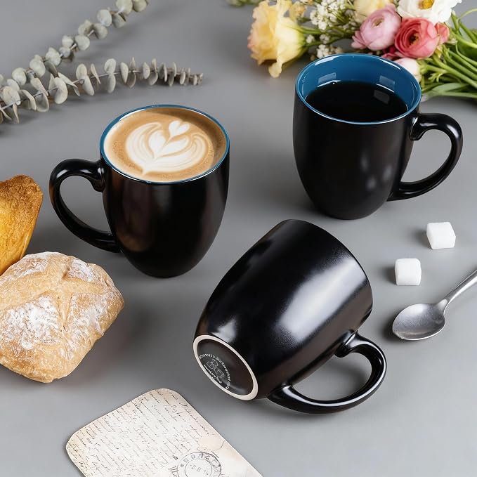 GBhome 12 oz Coffee Mugs Set of 6, Ceramic Coffee Cups- Blue - Image 4