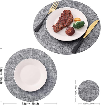 Homaxy Round Faux Leather Placemats and Coasters, Wipeable Place Mats, - Image 6