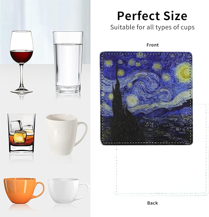 Artistic Coasters Square Leather Drinks Coaster Set - Image 5