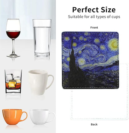 Artistic Coasters Square Leather Drinks Coaster Set - Image 5
