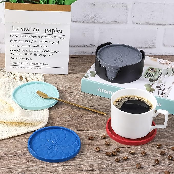 ME.FAN Silicone Coasters with Holder, Drinking Coasters - Image 8