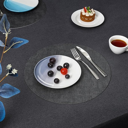 Myir JUN Round Placemats, Dual Sided Faux Leather Place Mats Set of 6 Indoor/Outdoor Non-Slip Washable Table Mats (Gray, Set of 6)