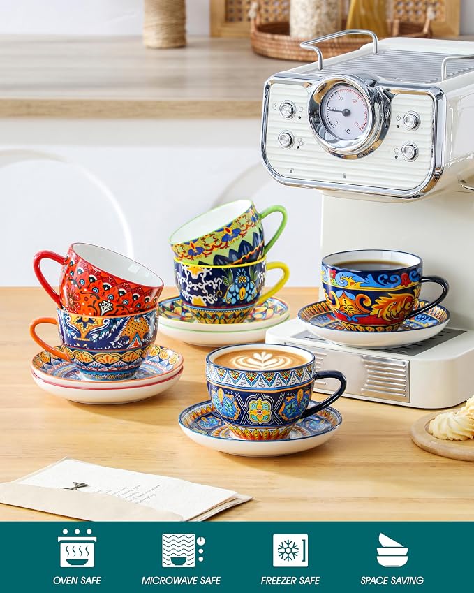 vancasso 8oz Porcelain Cappuccino Cups - Image 4