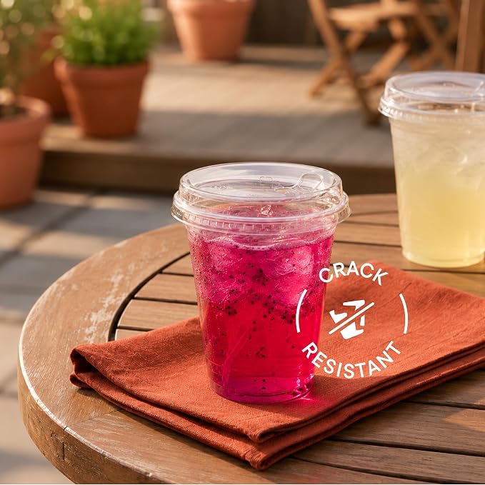 12 oz Clear Plastic Cups with Strawless Sip-Lids PET Crystal Clear Disposable - Image 6