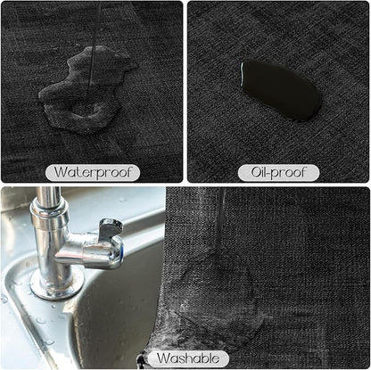Romanstile Vinyl Placemats Set of 6-12 x 17 Inch - Heat Resistant Place Mats 100% Waterproof Oilproof Wipeable Reversible Faux Leather Table Mats for Kitchen/Dining/Party/Holiday, Black