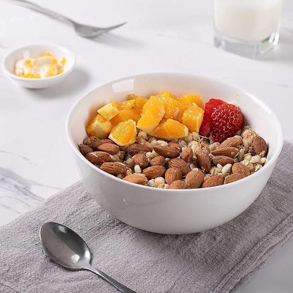 DELLING Ultra-Strong 22 Ounce Soup Bowls, Cereal Bowl, 6 inch Bowls Set, White Ceramic Bowls, White Bowls for Kitchen, Snack Rice Pasta Salad Oatmeal, Set of 6, Dishwasher & Microwave Safe