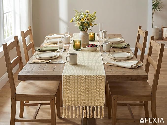 Boho Fall Table Runner Woven for Home Dining Table Decor 13x72 Inch | 72 Inches - Image 9