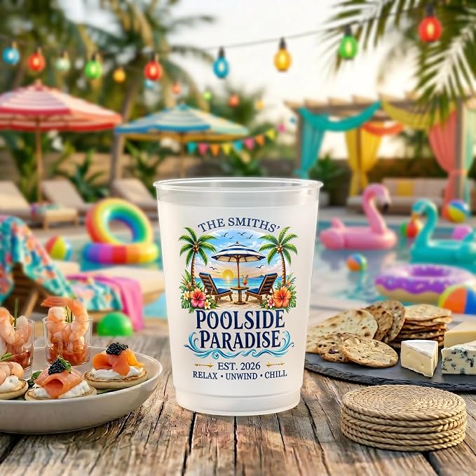 Custom Poolside Party Cups, Personalized Summer Vacation And Travel Gifts - Image 4