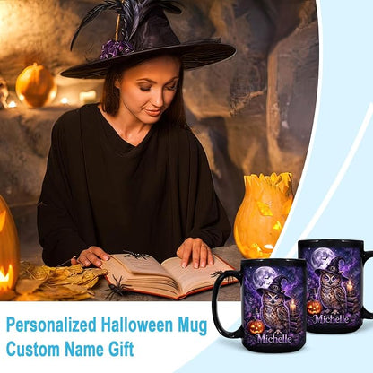 Hyturtle Personalized Halloween Owl Mug, Custom Name Gift - Image 3