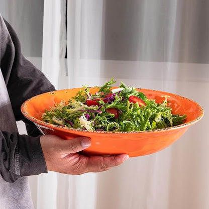 Rustic Melamine 130 OZ Serving Bowls, 13.75” Durable Extra Large Melamine Pasta - Image 3