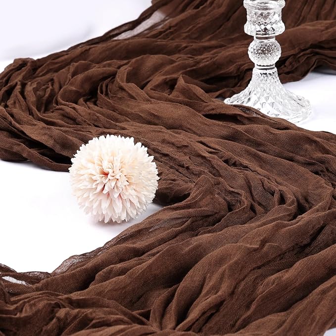 6 Pack 10Ft Brown Cheesecloth Table Runner 23 x 120 Inch | Gauze Rustic Boho - Image 3