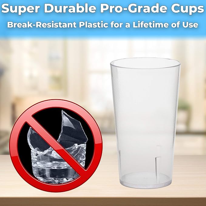 Restaurant Grade, BPA-Free 12oz Clear Plastic Cups 24pk. Super Durable - Image 2