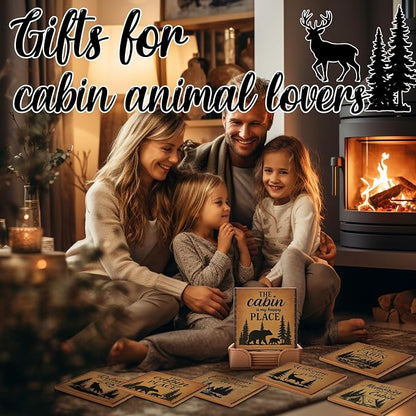 Rustic Cabin Bear Artificial Leather Coasters Set of 6 - Image 6
